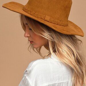 True Wonders Brown Suede Fedora Hat Brown